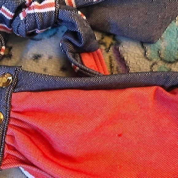 NEW NWT TOMMY HILFIGER Bandeau Bra Underwire Orange ? Navy Bikini Top Strapless - Picture 3 of 6